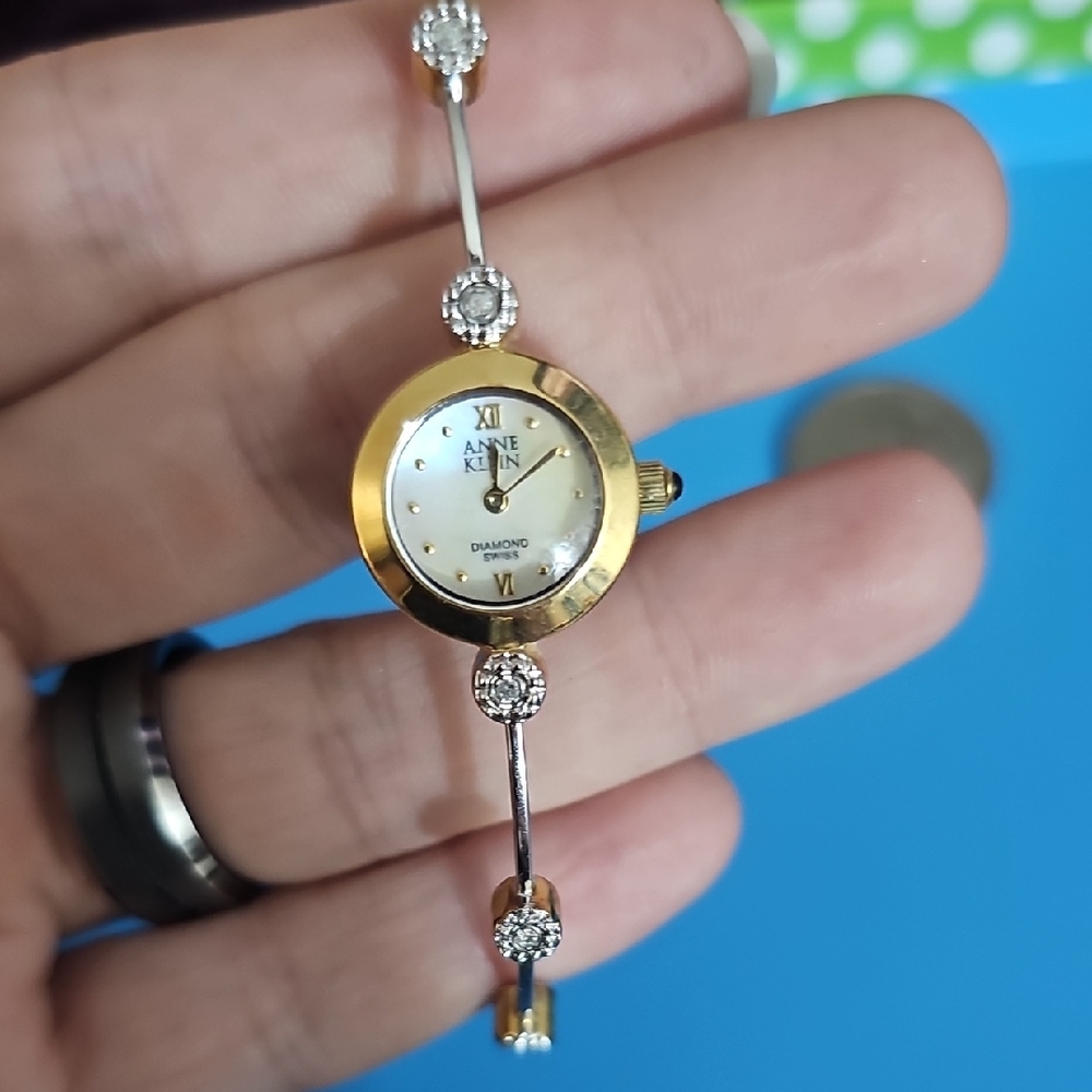 Vintage Anne Klein Diamond Swiss Bracelet Watch